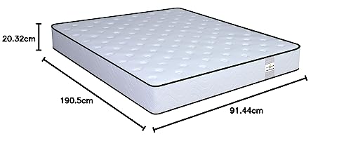LOOM & NEEDLES 75x36x8 Inches Single Size Mattress | Reactive Dual Comfort Pocket Spring Mattress | 5 Zoned 7 Layer Orthopedic Medium Firm Bed Mattresses | HD Memory Gel Foam Gadda | Spring Mattress