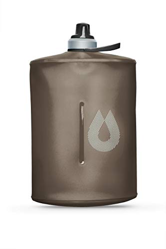 HydraPak Stow (1L, 32oz) - Collapsible Water Bottle - Ultralight & Packable Travel Bottle, Flexible Ski, Hike, Bike or Climb Squeeze Flask - Mammoth Grey