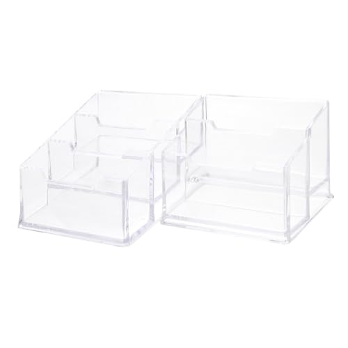 CIYODO 2個 名刺ホルダー 卓上カードスタンド 滑り止め厚底 名刺収納ケース 透明アクリル製 耐久性高 ビジネス用 受付 会議室 オフィス対応