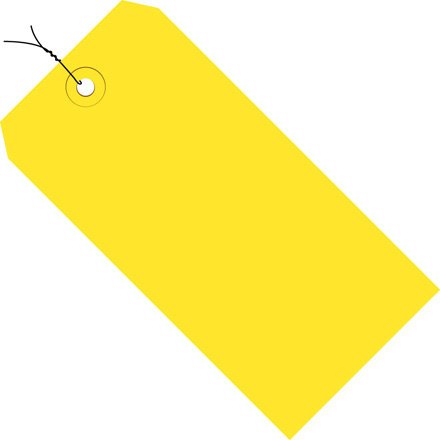Box King G11013C 13 Pt. Shipping Tags, Pre-Wired, 2 3/4 Width x 1 3/8 Length, Yellow (Pack of 1000)