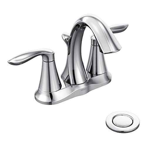 Moen Eva Chrome Two-Handle Centerset Bathroom Sink Faucet With Drain Assembly, 6410, 10.12 X 8.12 X 5.5 Inches #TOP7