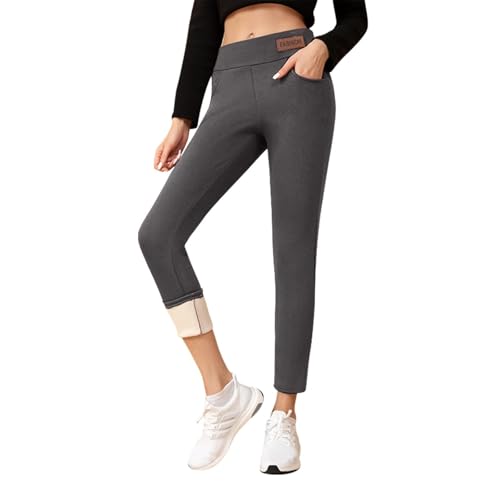 Legging push up femme legging chaud d'hiver sport taille haute gris XXL