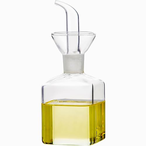 Glass Oil Bottle Drizzler, Little Olive Oil Bottle 125 ml Vinegar Bottle, Glass Olive Oil Dispenser for Kitchen and BBQ