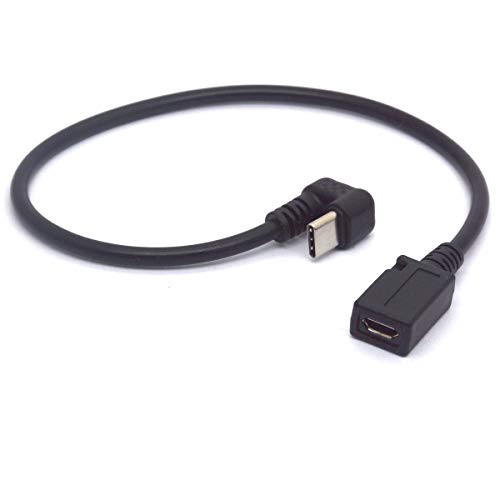 Tomost Cable de Tipo C a Micro USB, ángulo de 180 Grados USB-C Macho a Micro USB Hembra Powerline para Juegos, Compatible con Carga y sincronización para portátil, teléfono móvil, tabletas (25 cm) Cover