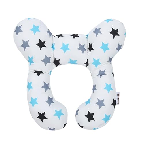 Baby Neck Support Pillow,Soft U Shaped Cotton Head Protector for Newborns,Stroller Travel Pillow with Cute Patterns for Car Seat Journey Sleeping,Protect the Healthy Growth of Cervical Spine (Star)