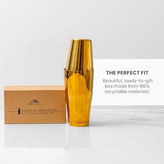 A Bar Above W/W Gold Boston Shakers: Two-Piece Professional Cocktail Shakers Weighted 28oz Martini Drink - Gold Finish - Made from Stainless Steel 304