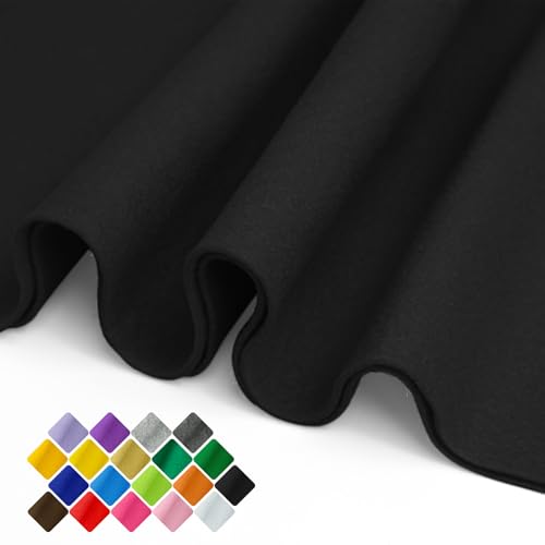 Image of 36 inch Wide Soft Felt Fabric by the Yard, 1.6mm Thick Durable & Flexible Craft Felt for Sewing, DIY Arts, Crafts and Decorations (Black, 2 /3Y)