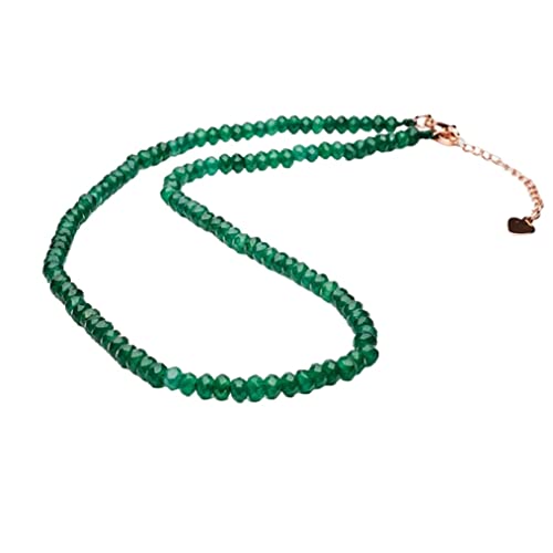 Gargantilla Hecha a Mano con Cuentas Para Mujeres y Niñas | Joyas de Collar de Cristal Curativo de Piedras Preciosas Naturales (esmeralda verde)