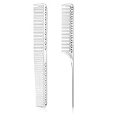 Stainless Steel Fine Tooth Comb, 2 PCS Metal Rat Tail Comb for Men Anti-Static Professional Barber Hair Styling Combs Space Aluminum Unbreakable Metal Haircut Hair Combs for Men Women, Heat Resistant