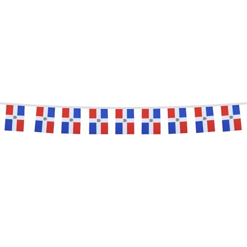 Image of AZ FLAG Dominican Republic 6 Meters Bunting Flag 20 Flags 9'' x 6'' - Dominican String Flags 15 x 21 cm