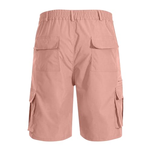 Image of Cargo Shorts for Men,Summer Casual Elastic Waist Big Tall Baggy Shorts Lightweight Hiking Short with Multi Pockets