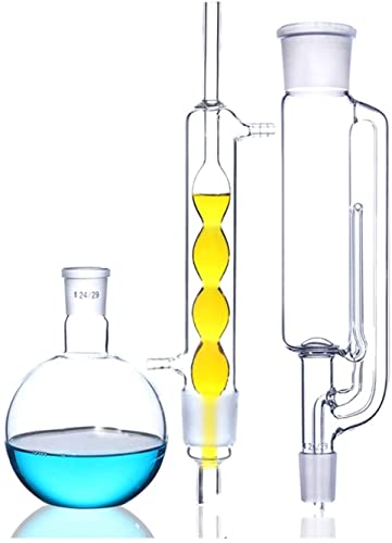 Aparatos de extracción de productos de cristalería de la química del laboratorio Conjunto con tubo de extracción de soxhlet, condensador y matraz, conjunto de aparatos de destilación (color: condensad Cover