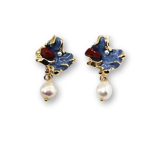 Florentine Muse Baroque Pearl Drop Earrings, Renaissance Inspired Romantic Jewelry with Real Freshwater Pearls, 14K Gold Plating & Hypoallergenic Sterling Silver Posts, Statement Earrings for Women