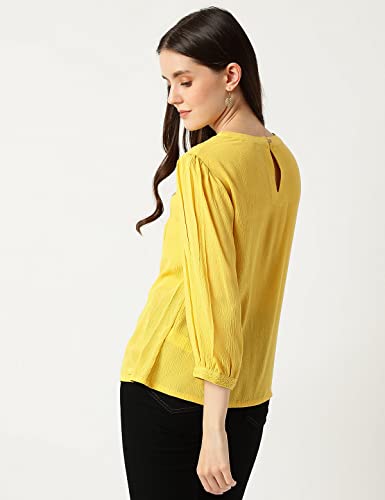 Image of Marks & Spencer Womens Solid Viscose Round Neck Regular Fit Top