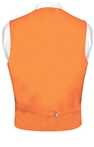 Men's Dress Vest & NeckTie Solid ORANGE Color Neck Tie Set for Suit or Tuxedo2