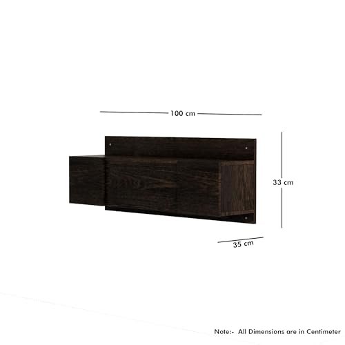 Image of Bniture Engineered Wood Wall Mount Dressing Table with 2 Door, Mirror and Huge Storage Space | Wall Mount Vanity (Flower Wenge, HXDR109)