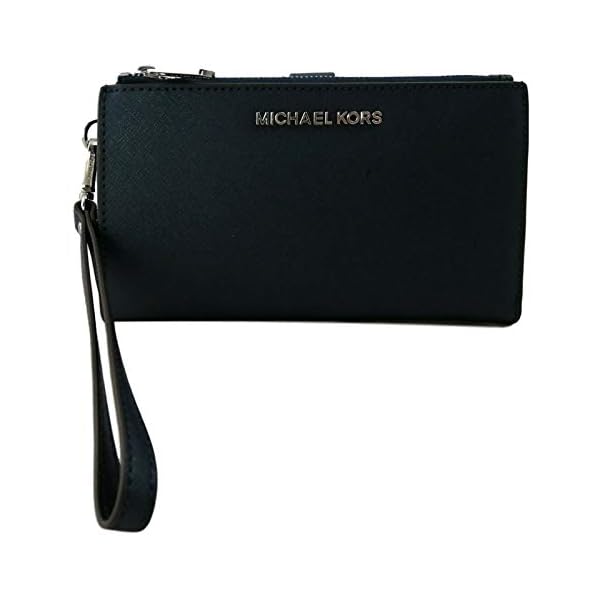 Michael Kors Jet Set Travel Double Zip Saffiano Leather Wristlet Wallet 2019 New Color (Navy), Medium
