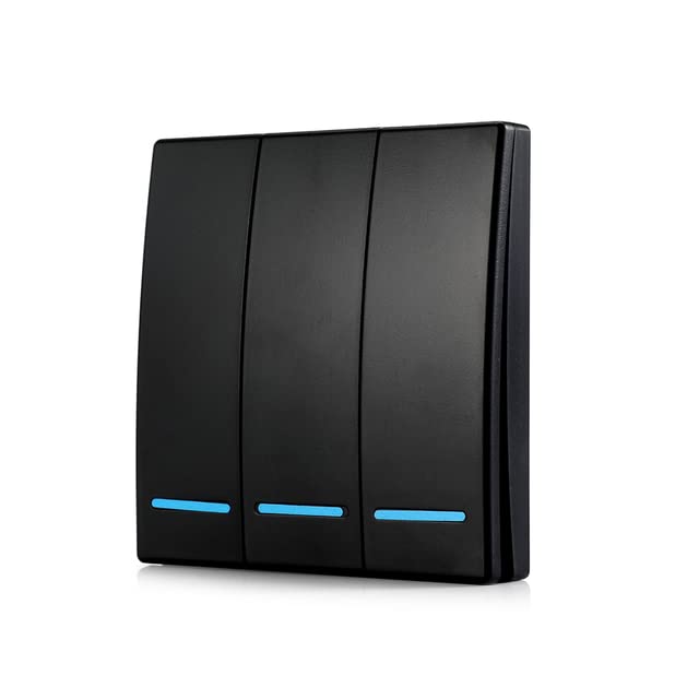 AE-SMART - Improv - Rubrum WIFI Switch Tuya Smart Life АРР Wall Panel Push Button Light Switch RFs 433Mһz Module Timer Work With Googles Home ALEXAs (3 Gang Switch)