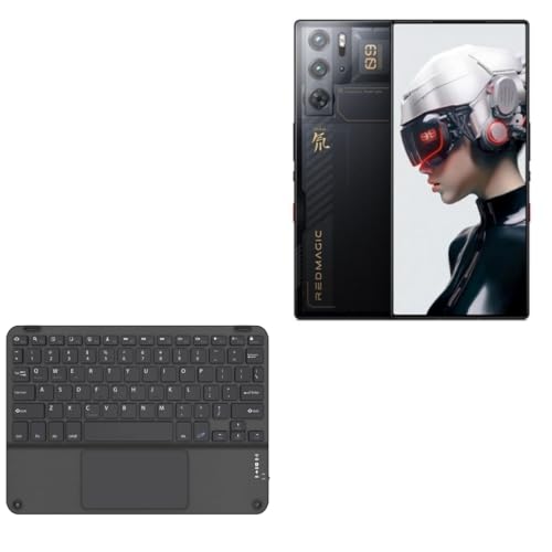 BoxWave Keyboard Compatible with ZTE Red Magic 9 Pro - SlimKeys Bluetooth Keyboard with Trackpad, Portable Slim TouchPad - Jet Black