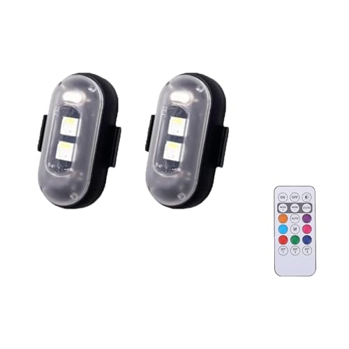 Summer LED Lights for Car, Remote Control Strobe Light, led Anti-Collision Lights, Wireless Interior LED Lights for Car with Remote Control, for Car, Motorcycle, Drone, Bike (2pcs)