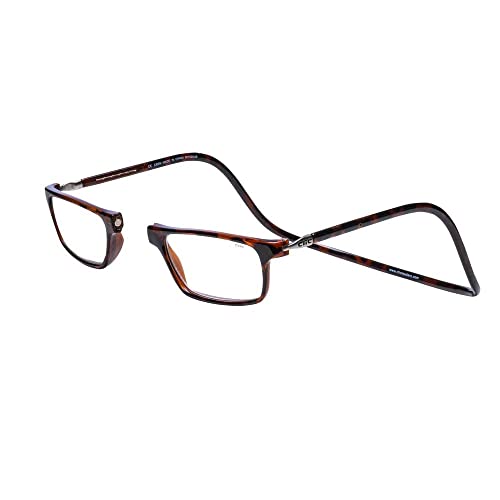 CliC Magnetic Reading Glasses, Computer Readers, Replaceable Lens, Adjustable Temples, Executive, (Tortoise, 2.00 Magnification)