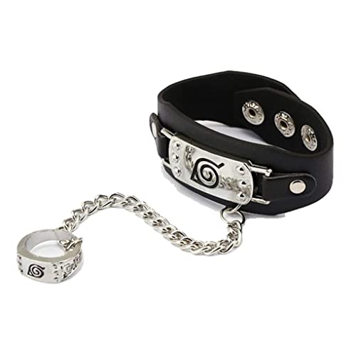 Swwlkj Narutoo Shippuuden Anime Pu Leather Bracelet Ring, Ninja Jewelry Wristband Charms Punk #TOP27