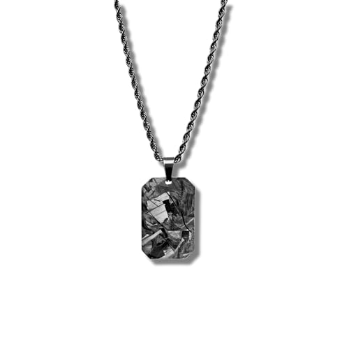 Chaîne avec pendentif en fibre de carbone pour chien et collier homme noir