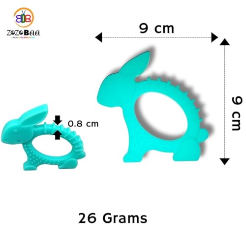 Image of Cute Shape Soft Silicone Teether for Baby Gums, Teething Toys for Babies, BPA Free, Pain-Relief, Non-Toxic, 100% Food Grade, Soothing, Easy to Grasp Chewable - Rhino+Hand+Rabbit (Pack of 3)