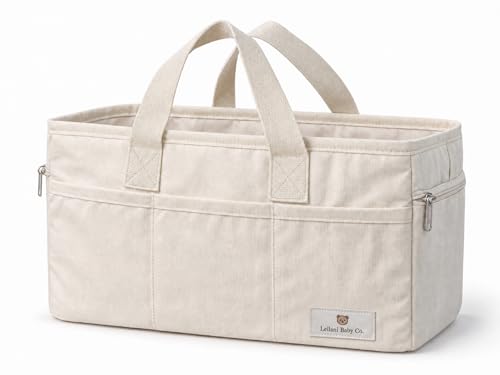 Leilani Baby Diaper Caddy Organizer, Large Portable Nursery Storage Bin with Removable Dividers, Beige by Leilani Baby Co. - Used condition - US$19.99