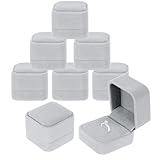 YUEYUAN 8 PCS Velvet Ring Box, Grey Engagement Ring Box, Classic Square Jewellery Gift Boxes, Small Ring Gift Boxes for Proposal Wedding Valentine's Day Girls Women Mother Gifts