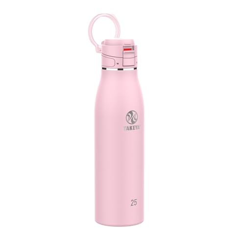 Image of Takeya Traveler Stainless Steel Travel Coffee Mug with Flip-Lock Lid (25 oz, Blush)- Leakproof Insulated Mug for Coffee & Tea