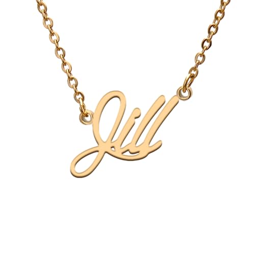 Jill Name Tag Necklaces for Her His Friends Familys Relationship Memory Jewelry Gift