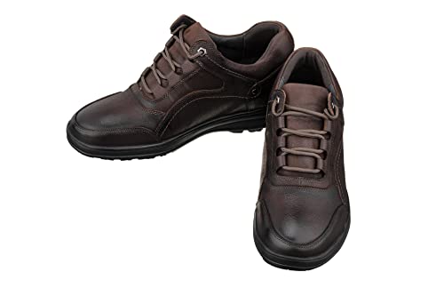 CALTO Men's Invisible Height Increasing Elevator Shoes - Dark Brown Leather Lace-up Lightweight Casual Walkers - 2.8 Inches Taller - K3045- Size 11 D(M) US4
