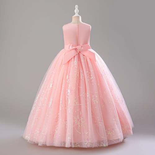 IDOPIP Sequin Appliques Flower Girl Dress for Kids Wedding Pageant Party Long Gown Princess Birthday Communion Tulle Dresses3
