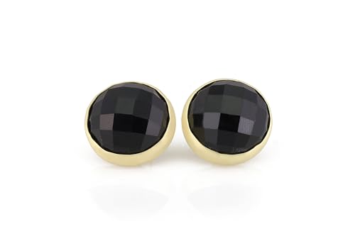 Boucles d'oreilles clous onyx noir rondes à offrir en cadeau