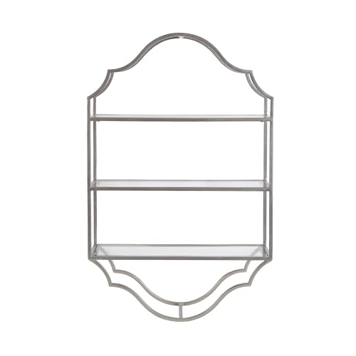 Kate and Laurel Leanna Three-Tiered Wall Shelf; 20 x 32; Silver; Decorative Floating Shelf Storage and Wall Organizer for Bathroom Over Toilet Storage or Display by Kate and Laurel - Image 4