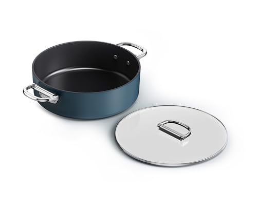 Joseph Joseph Space Sauteuse Profonde 28cm avec Couvercle, Poignée Pliable, Gain de Place, Induction & Four, Céramique