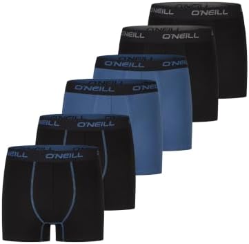 O'Neill Boxershorts Herren 6er Pack Baumwolle Uni Sport Boxer Männer Basic Trunk Unterwäsche Unterhose ohne Eingriff Schwarz Rot Blau M L XL XXL