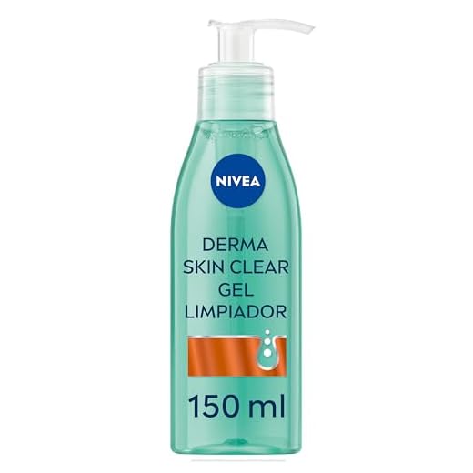 NIVEA Derma Skin Clear Gel Limpiador (150 ml), limpiador facial para pieles propensas a imperfecciones con fórmula vegana, limpiador de poros