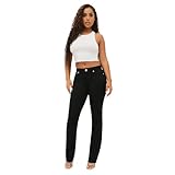 True Religion レディース ビリー ミッドライズ ストレート ストレッチ シングルニードルステッチ ジーンズパンツ, ブラックボディリンス。, 24