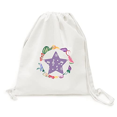 Sac en tissu pliable à sangle légumes et fruits motif notes de musique