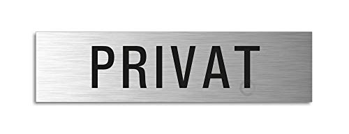 Schild Privat 160x40 mm Türschild aus Aluminium Edelstahloptik selbstklebend Cover