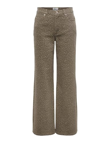 ONLY Onlmadison HW Wide Animal Pant CC Pnt, marrón, S / 32L Mujeres