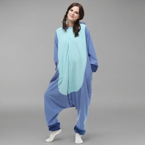 URRCFIO Fantasia unissex de Halloween, macacão sti-tch para adultos, macacão de animal, Azul, GG