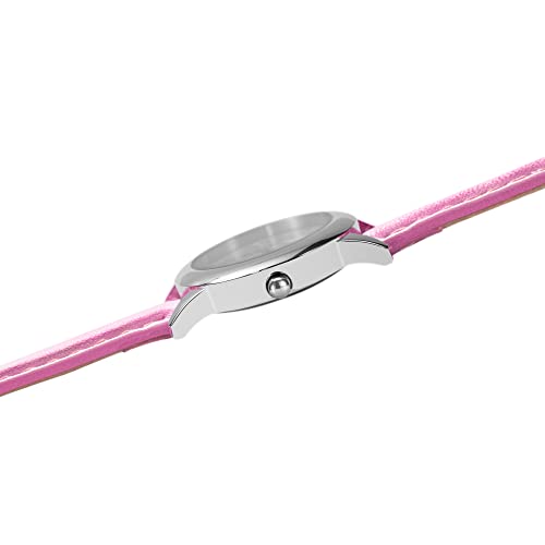 DISNEY Minnie Mouse Watch for Girls – Cute Minnie Watch for Kids 3-5 with Silver Bezel & Pink Leather Strap – Adorable Mouse Watches Toddlers, Young Fans4