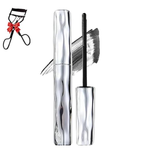 Curling Silver Stick Mascara Metal Wand Tubing Mascara Waterproof Fiber Mascara Eyelash Primer Tubular Eyelash Primer Waterprooflong Curling Mascara Natural and Non-smudged (Black)