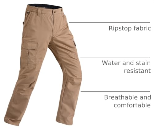 Image of CNBQDD Mens Work Pants Ripstop Waterproof Cargo Pants for Men with 7 Pockets Tactical Hiking Pants