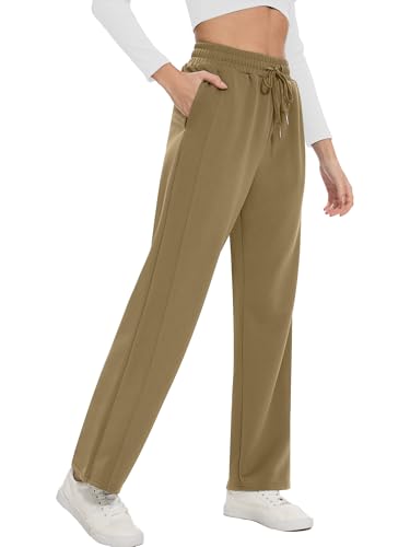 Moss Rose Women's Straight Leg Casual Sweatpants Elastic Waisted Workout Pants with Pockets4