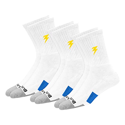 BLITZSOX TENNIS PRO Hi-Tech Performance Max Cushion Moisture Wicking White Tennis Socks for Men & Women, Pack of 3