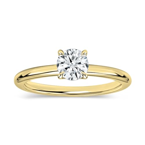 0.25-3.00 Carat Round Lab Grown White Diamond Classic Solitaire Engagement Ring for Women in 10K Solid Gold
